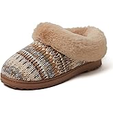 Dearfoams Women's Memory Foam Cozy Soft House Slippers Gifts for Women Hannah Knit Clog House Shoes