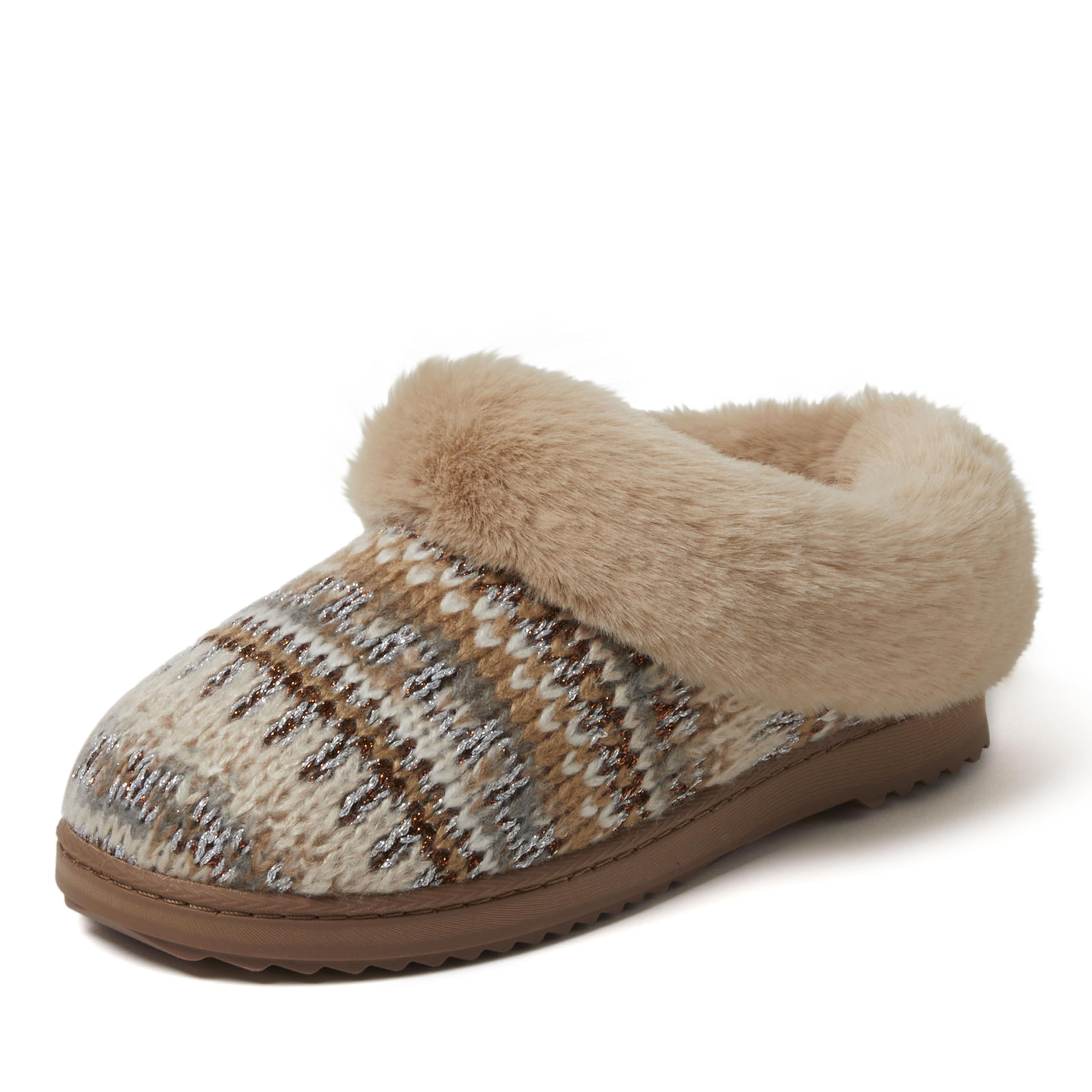 Photo 1 of Dearfoams Women's Hannah Chenille Knit Clog Slipper, Latte, 7-8