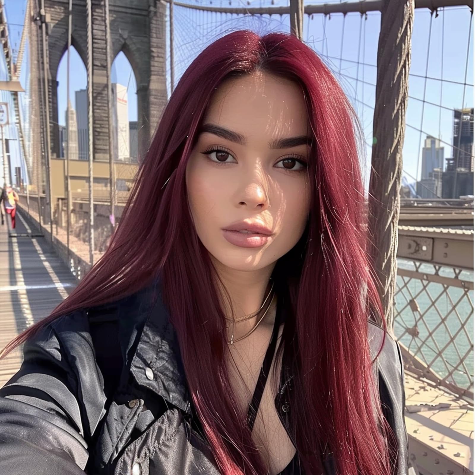 BERRYLION Long Straight Wigs for Women|Synthetic Wigs for Black Women 28in Wine Red — image 1