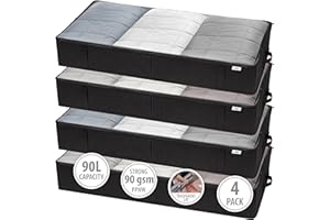 StorageExpert Closet Organizers and Storage - Maximize Space with Under Bed Storage Containers & Clothes Storage - Ideal Closet Storage, Toy Storage Organizer & Underbed Storage (Black, 4 Pack)