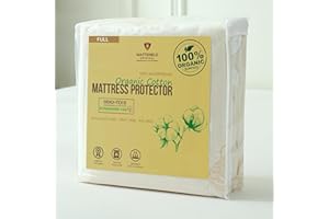 Waterproof Organic Mattress Protector Full/Double - Certified Organic Cotton Breathable Mattress Pad Cover - Premium 250 GSM 