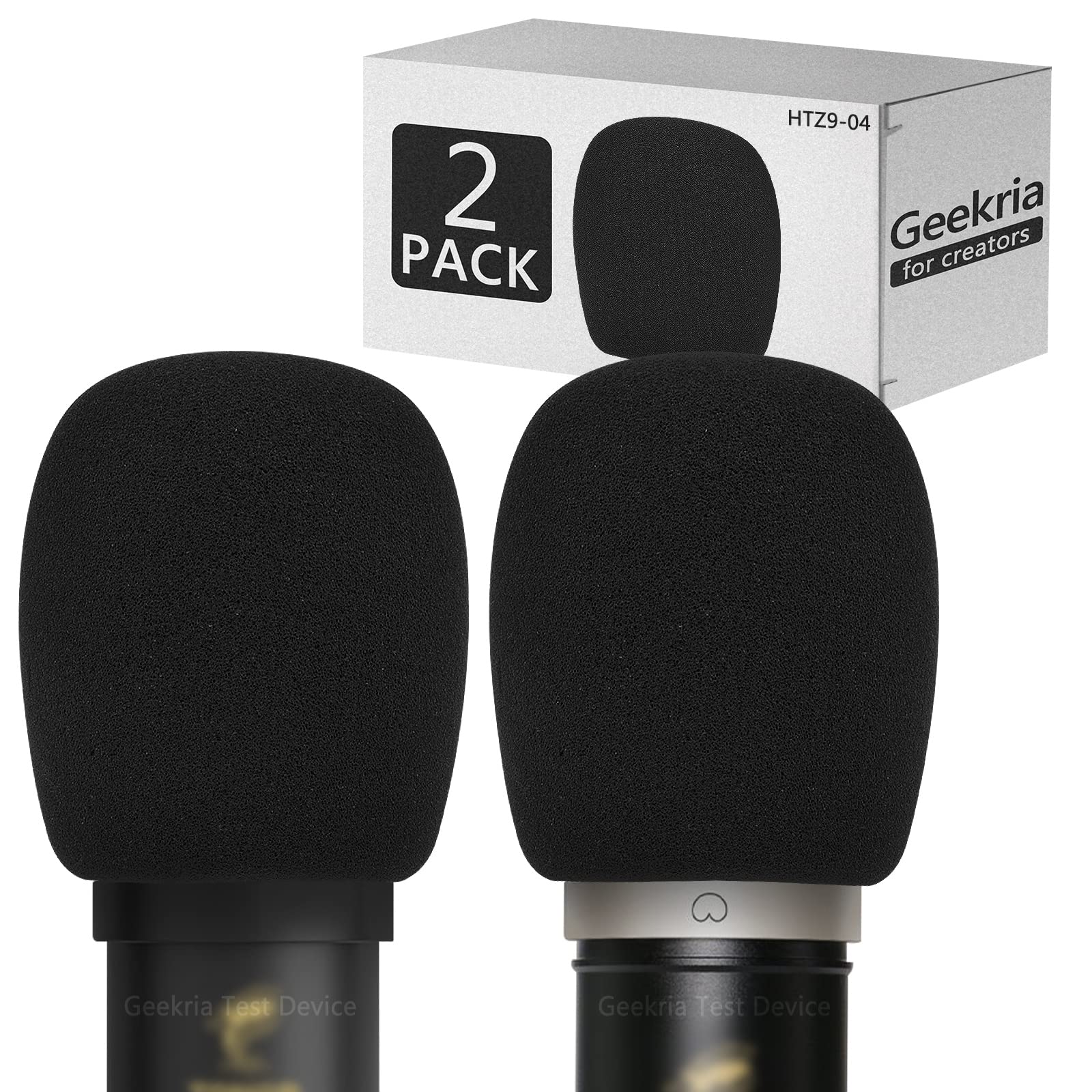 GEEKRIA for Creators Foam Windscreen Compatible with TONOR Q9, TC20, TC30, TC40, TC-2030, ORCA-001 Microphone Antipop Windshield, Mic Wind Cover, Sponge Foam Filter (Black / 2 Pack)