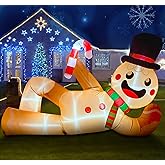 EAONE 10FT Christmas Inflatable Outdoor Decoration, Giant Christmas Blow Ups Yard Decorations Inflatable Gingerbread Man Lying Flat with Built-in LED Lights for Garden, Lawn, Home Xmas Holiday Decor