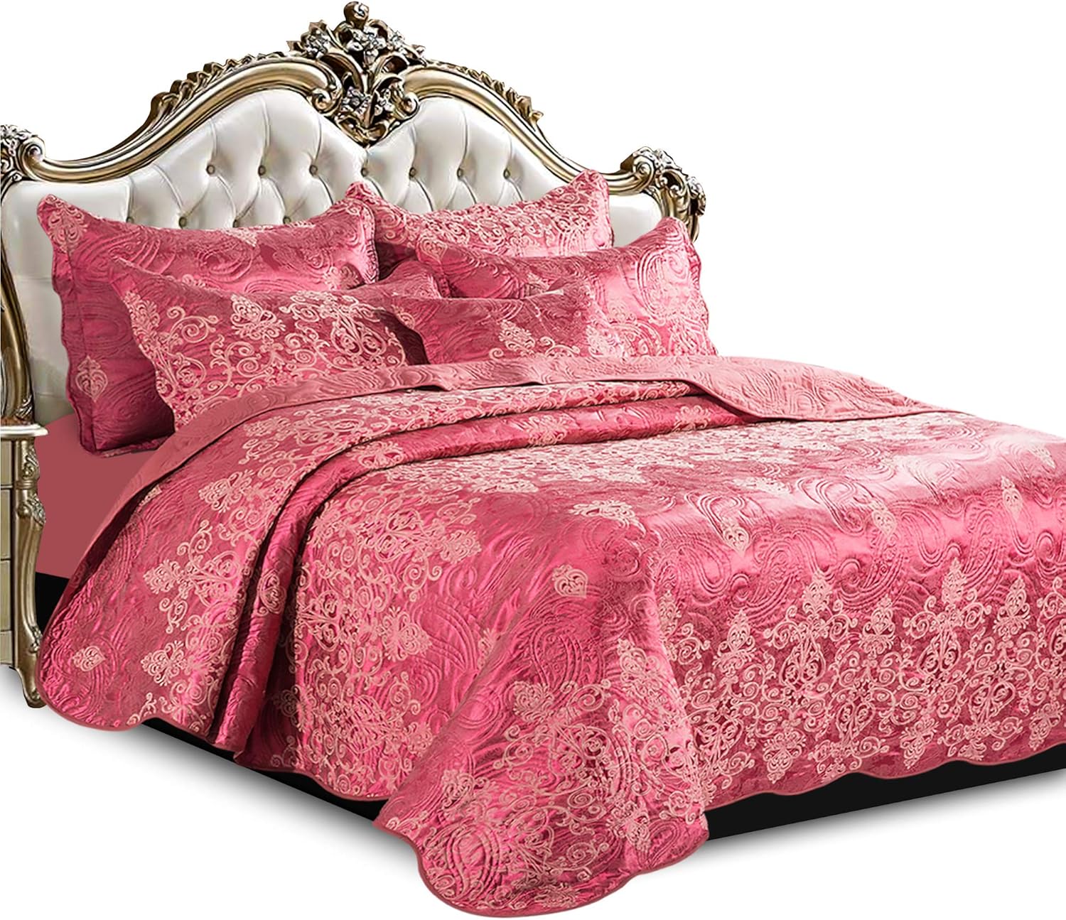 AMEHA Quilted Bedspreads Embroidered 3 Piece Double Bed Comforter Set
