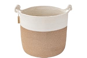 Goodpick Jute Rope Basket with Handle, Woven Basket for Baby Wicker Toy Basket Blanket Storage Nursery Decor Basket Soft Stor