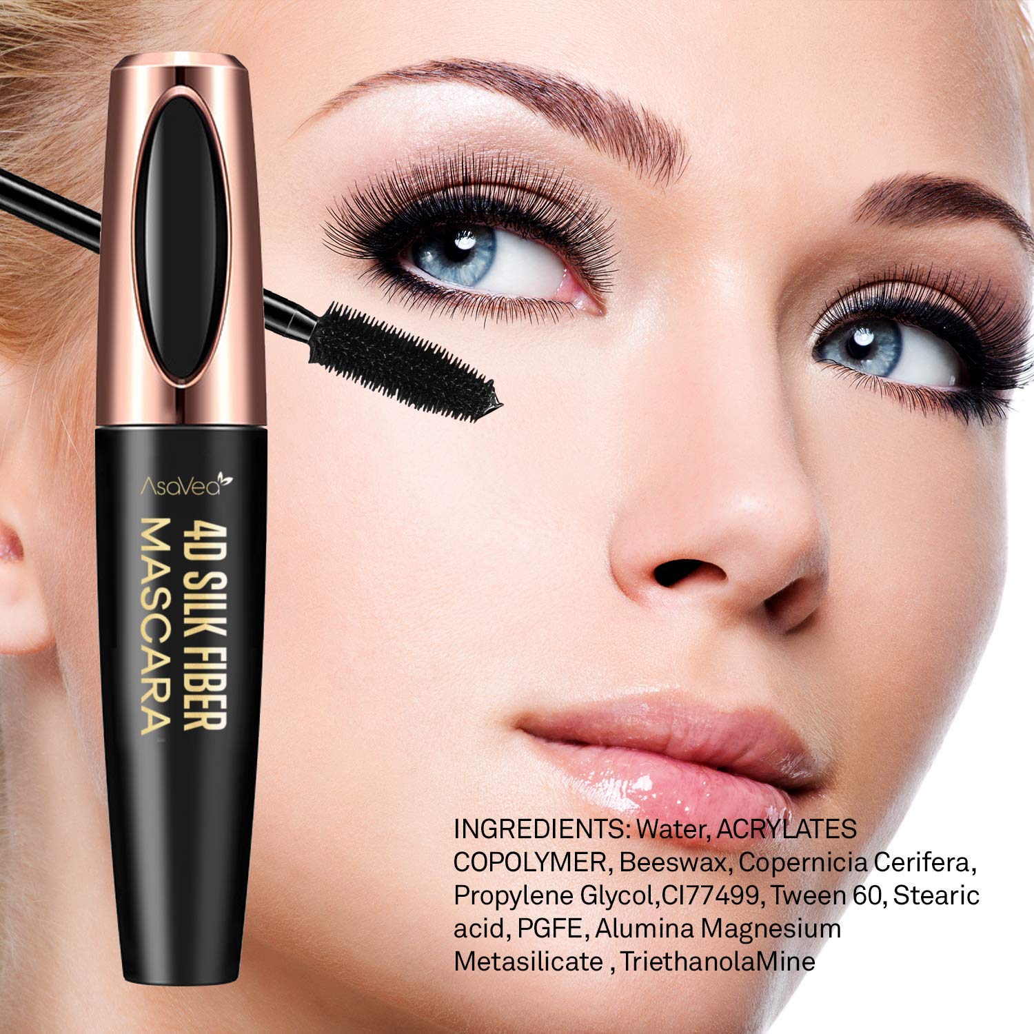 Natural 4D Silk Fiber Lash Mascara, Lengthening and Thick, Long Lasting, Waterproof & Smudge-Proof, All Day Exquisitely Lush, Full, Long, Thick, Smudge-Proof Eyelashes : Beauty