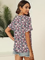 EyMuse Womens V Neck T Shirts Short Sleeve Tops