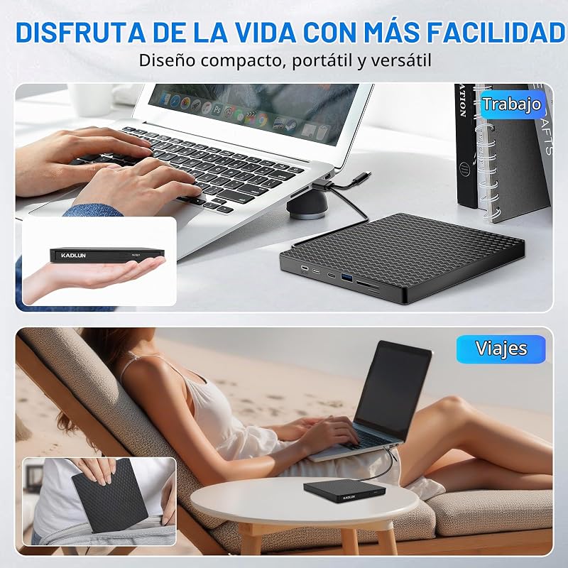 Unidade Externa de CD/DVD, USB 3.0 & Gravador de DVD Externo Tipo C, Unidade de Disquete Externa USB, Leitor de CD Portátil +/- RW, Drives Externas de DVD/CD para PC/Portáteis/Linux/Windows 11/10/8/Mac/Secretárias