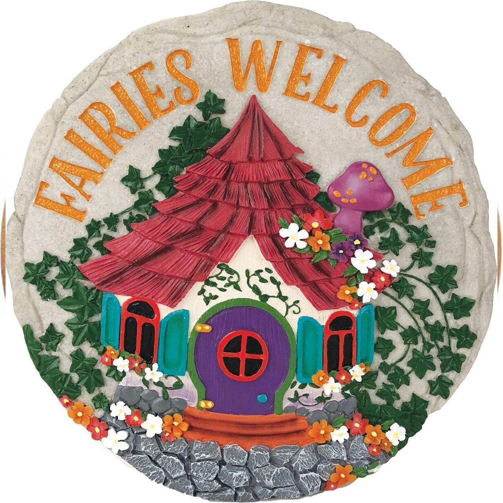 Spoontiques - Garden Décor - Fairies Welcome Stepping Stone - Decorative Stone for Garden