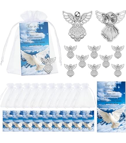 Amazon.com: Geosar 25 Set Memorial Angel Sign Pins Funeral Pocket