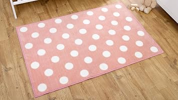 Unbekannt Kinderzimmer Teppich Teppich Rosa Mit Weissen Punkten