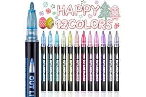 GLOPUS Stocking Stuffers for Kids, Outline Glitter Markers, Stocking Stuffers for Teen Girl Gifts Trendy Stuff, 12 Shimmer Markers Outline Pens for Art Supplies for Kids 9-12, Gifts for 4-12 Year Old Girls