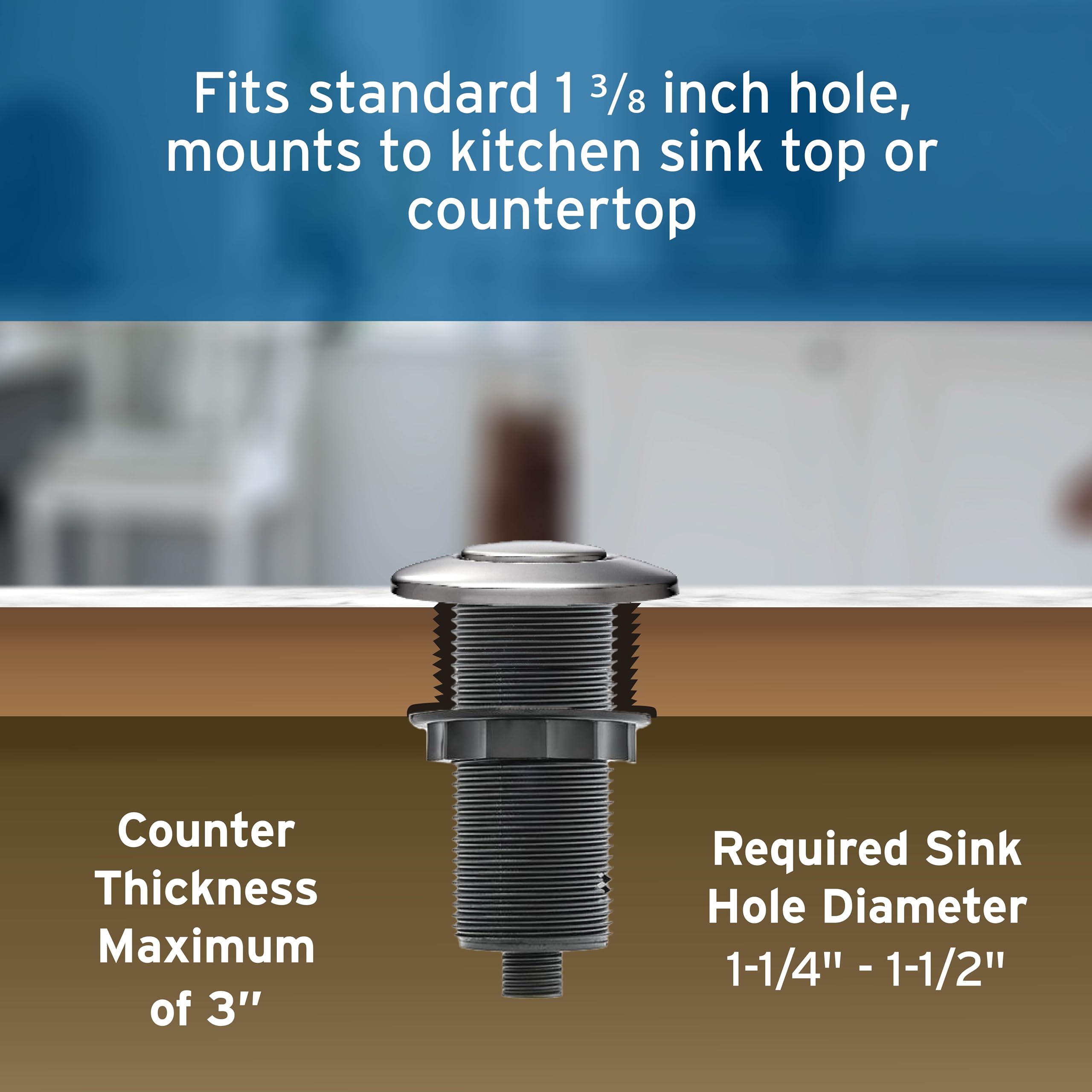 InSinkErator Garbage Disposal Air Switch Kit, Dual Outlet Sink Top Switch Button for All InSinkErator Food Waste Disposer Models, Satin Nickel STS-OOSN