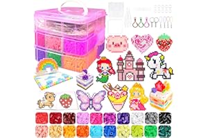 KIFHCMPR 11000 Fuse Beads Craft Kit with Storage Box,20 Colors 5mm Beads, Pegboards, Ironing Papers and Accessories. Arts and Crafts Set Toys Gifts for Boys & Girls Christmas Birthday.DIY Craft Gift for Kids