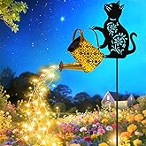 Solar Watering Can Lights, Cat Hanging Lantern Solar Lights Outdoor, Cat Lover Gifts for Mom Women Birthday Mother's Day Christmas, Waterproof Garden Decor Outside Patio Yard Pathway Backyard