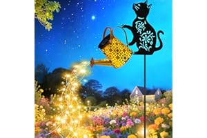 YULLOYELLO Solar Watering Can Lights, Cat Hanging Lantern Solar Lights Outdoor, Cat Lover Gifts for Mom Women Birthday Mother's Day Christmas, Waterproof Garden Decor Outside Patio Yard Pathway Backyard