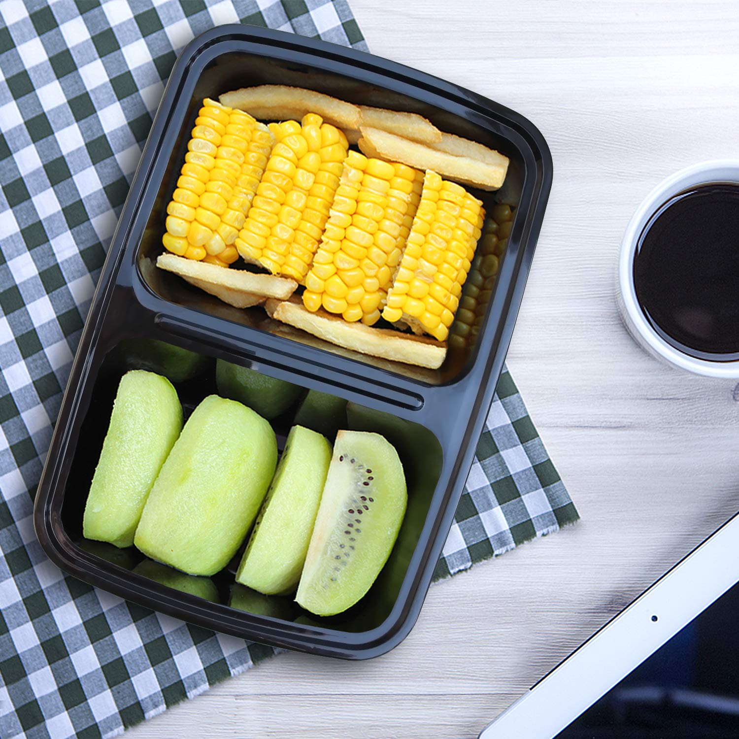 Enther Meal Prep Containers [20 Pack] 2 Compartment with Lids, Food