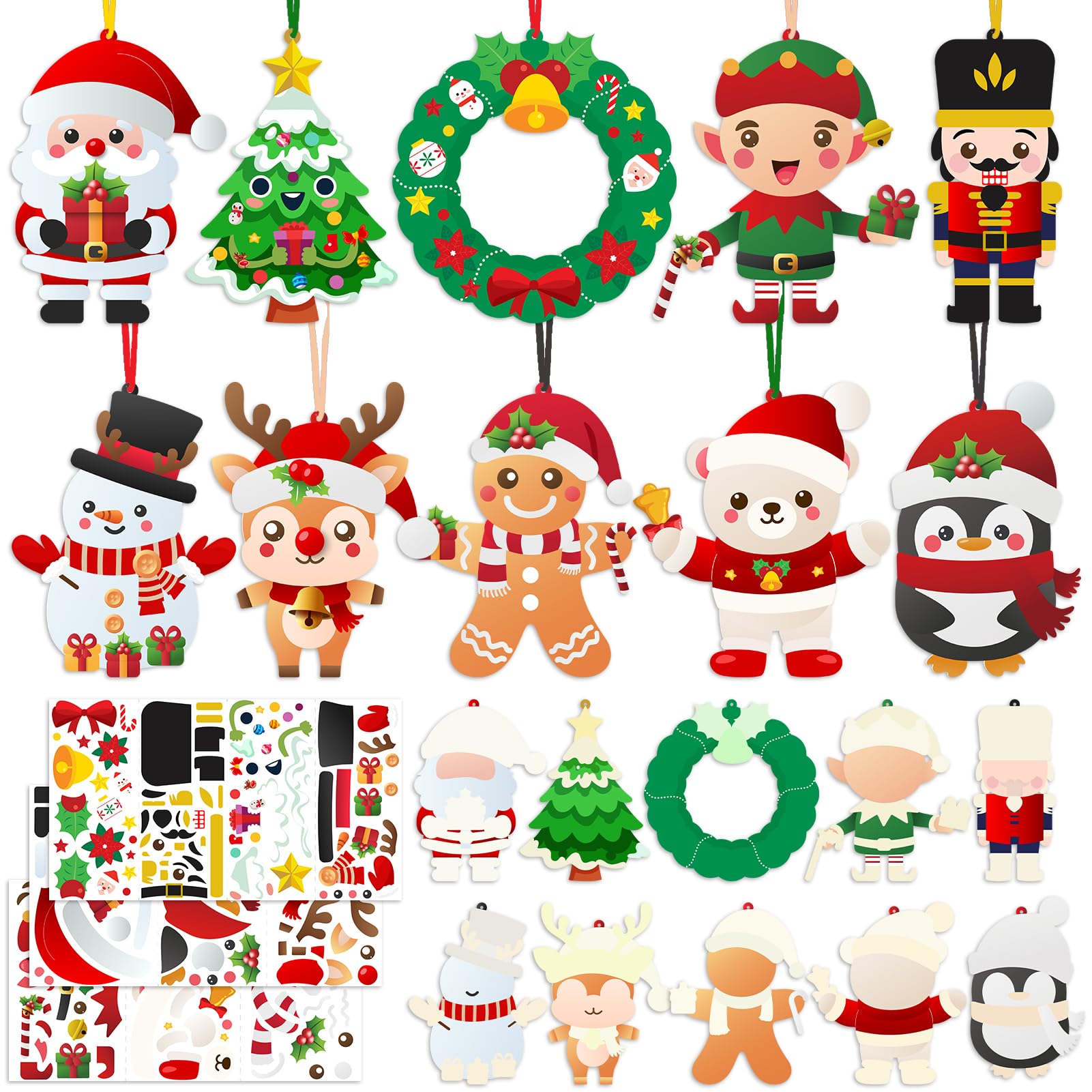 PopManko Christmas Crafts for Kids, 10 Pack Christmas Arts and Crafts Gifts for Kids, Xmas Activities Foam Stickers Craft Kits Party Bag Fillers Make Your Own Christmas Decorations (Christmas)