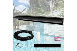Weejian Pool Fountain Stainless Steel Pond Waterfall Spillway Kits for Indoor/Outdoor Decorative, 36 Inches Black Pool Water Feature for Garden Patio, Backyard Koi Pond Decor(No LED Light)