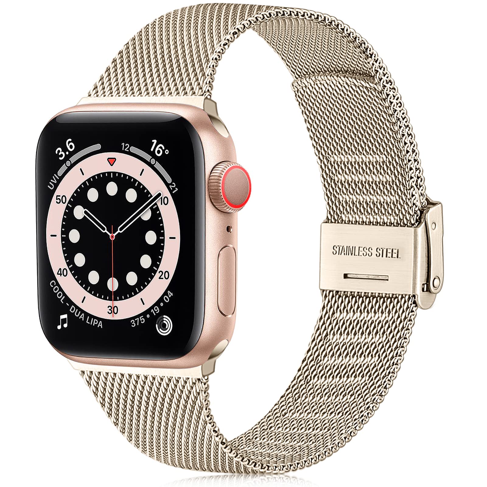 Ouwegaga Compatible With Apple Watch Strap 38mm 40mm 41mm 42mm 44mm 45mm 46mm 49mm,Stainless Steel Metal Straps Compatible with iWatch Strap Series 10 9 8 7 6 5 4 3 2 1/SE Ultra, Vintage Gold