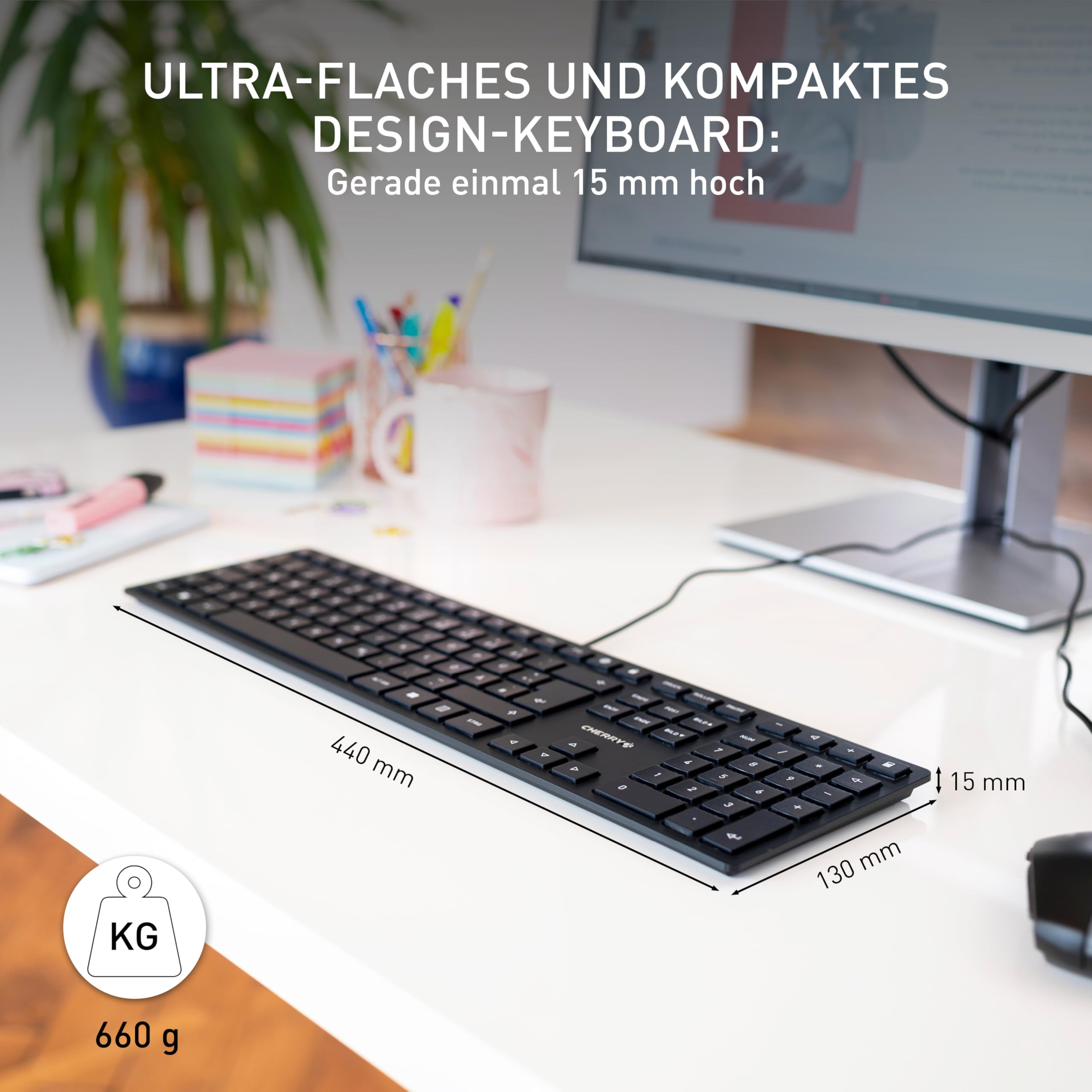 CHERRY KC 6000 Slim - USB Keyboard - Ultraflaches Design - Kabelgebunden - Deutsches Layout - QWERTZ Tastatur - Schwarz 2