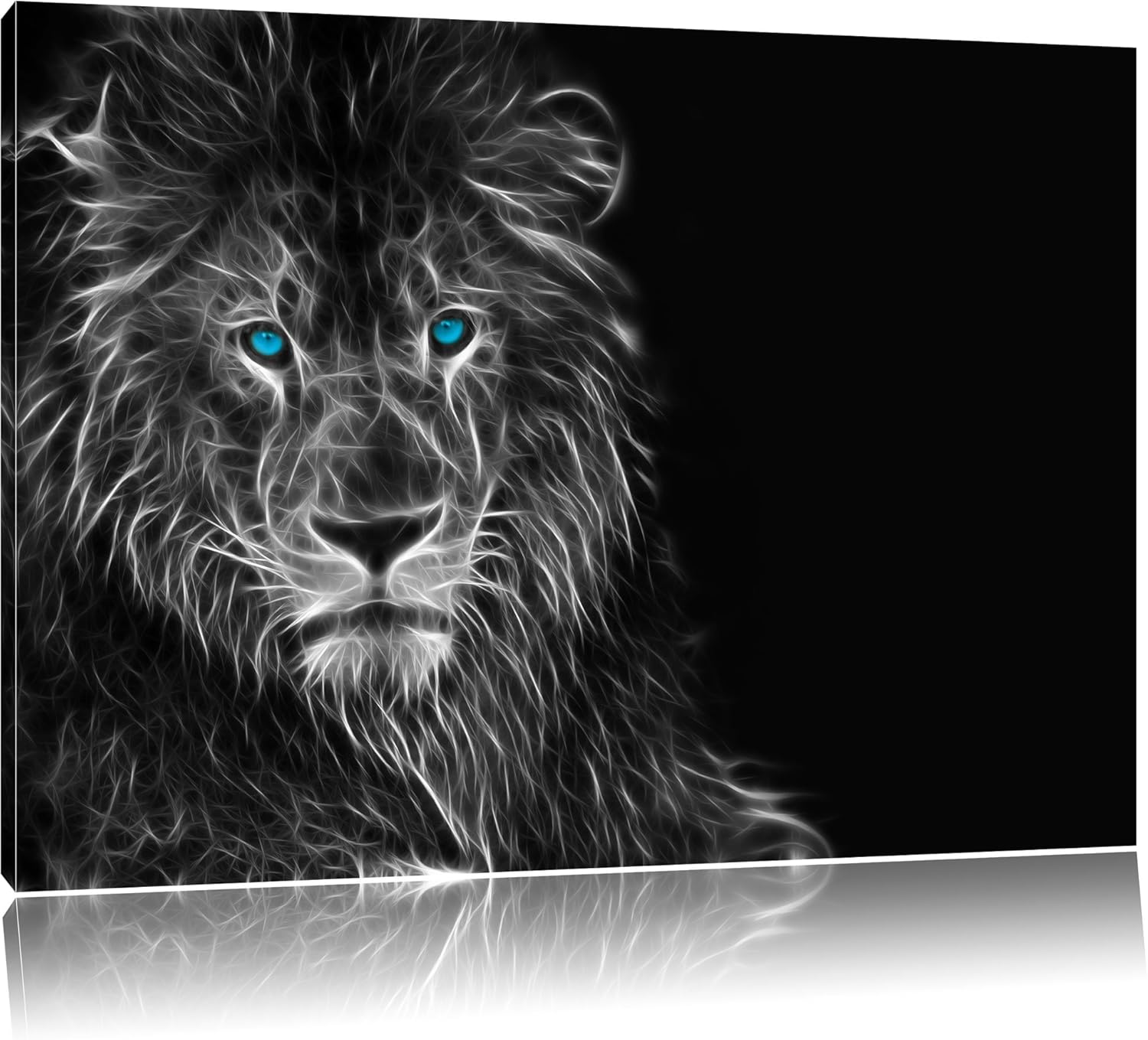Dark Abstract Lion black / white Size 80x60 on canvas, huge XXL