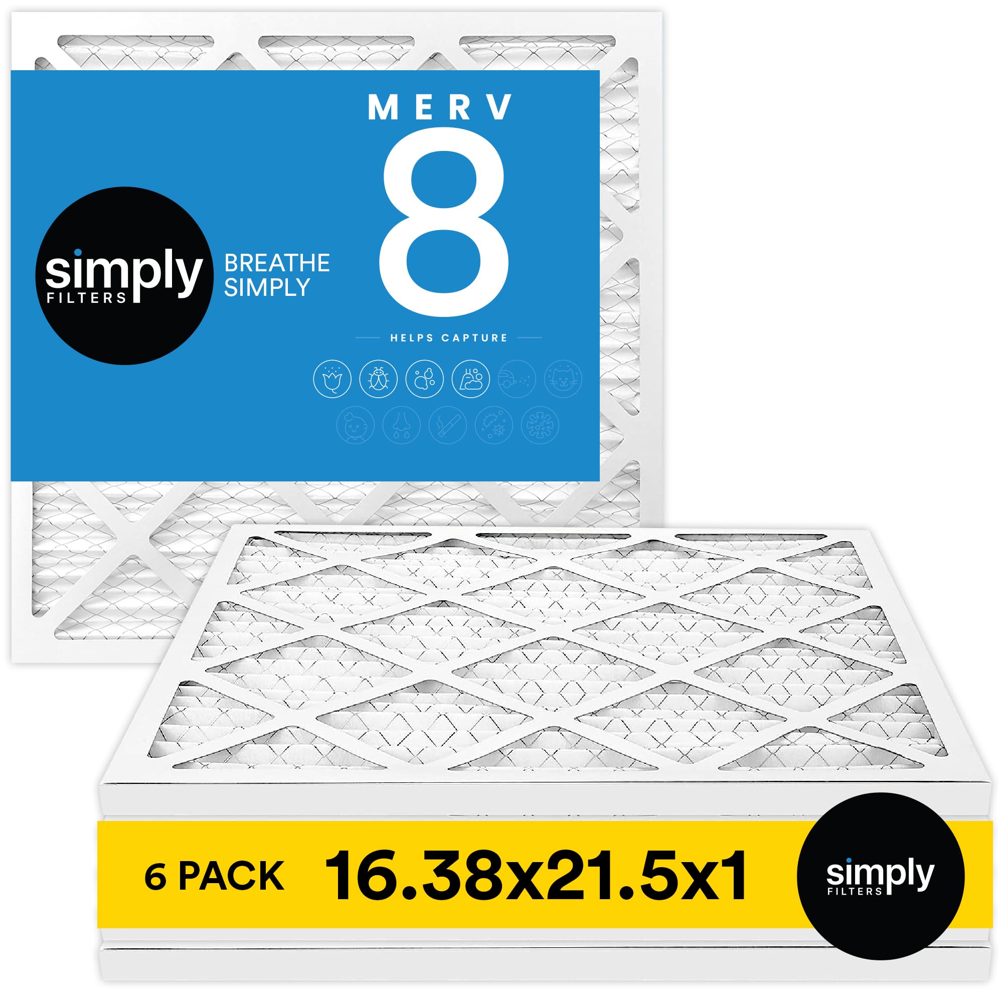 Simply 16.38x21.5x1 Air Filter, Merv 8, MPR 600, 6