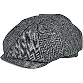 Mens Newsboy Cap High Woolen Tweed Gatsby Hat Ivy Cabbie Flat Golf Cap for Fathers Women Unisex