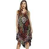 Riviera Sun Black Cover Up Dress with Colorful Batik Patterns for Women