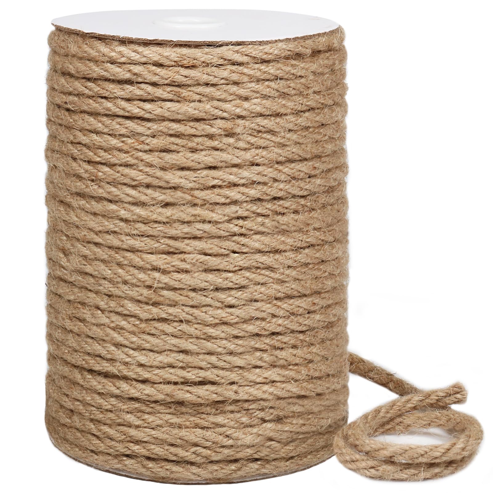 tenn well 6mm Jute Rope,165 Feet 50M Thick and Strong Garden Twine Jute String for Gardening, Bundling, Cat Scratcher, Decorating (Brown)