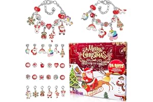 2023 Christmas Advent Calendar Charm Bracelets for Girls, SIXNIE 24-Days Xmas Countdown Calendar with 2pcs DIY Charm Bracelets Kits, Creative Jewelry Making Kit Gift for Kids Teens Women