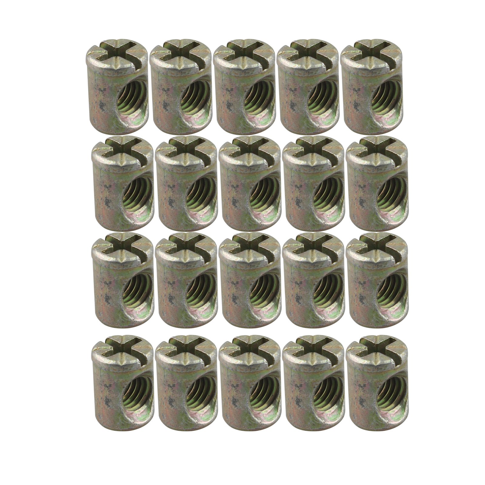 HALJIA 20 PCS M6 * 13MM Barrel Nuts Cross Dowels Slotted Nuts for Furniture Bed Cot Chairs Crib