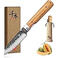 SENBON 440 Forged Stainless Steel pocket folding Japanese peeling utility knife Natural Olive Handle Camping trip Outdoor Portable Fruit knife