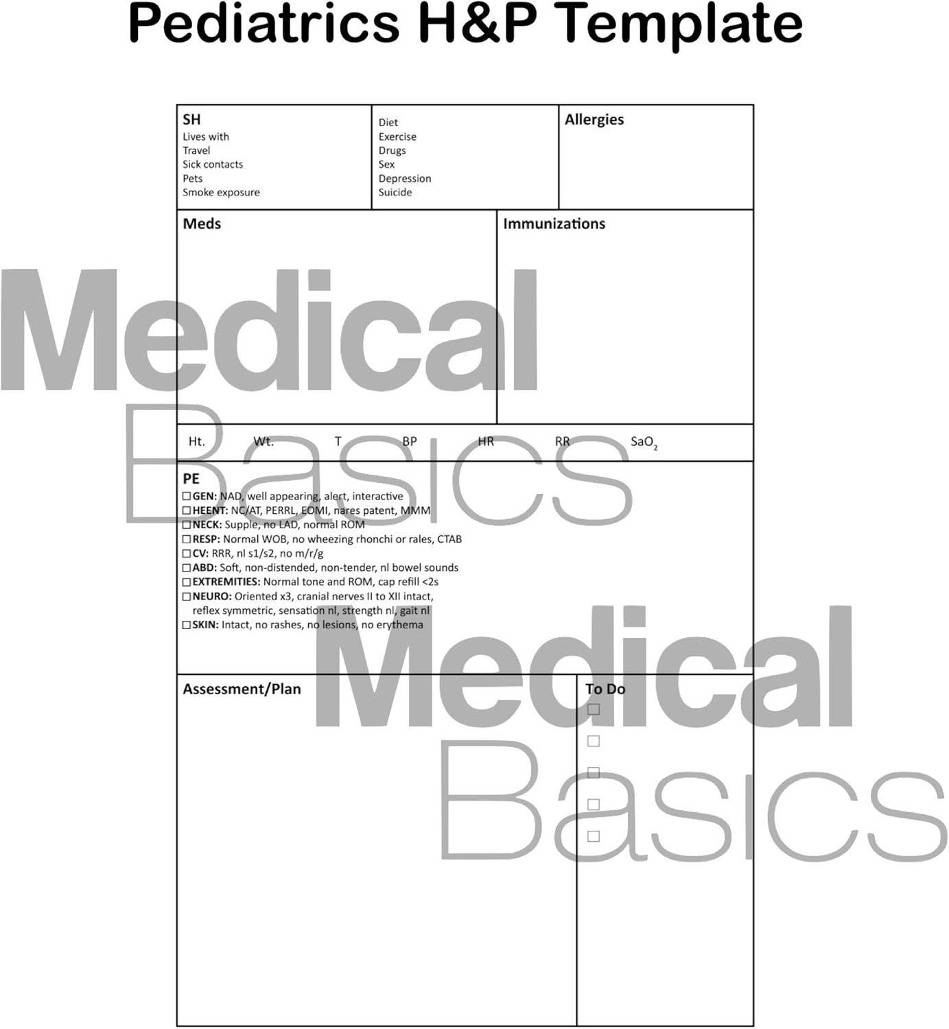 Pediatrics H&P Notebook Medical History and Physical Notebook, 100 Medical templates with Perforations : Office Products