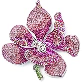 EVER FAITH Women's Austrian Crystal Orchid Flower Petal Brooch
