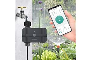 FRANKEVER WiFi Sprinkler Water Timer, Upgraded Rain Delay Function Compatible with Alexa and Google Assistant, Sprinkler Irrigation Timer Outdoor Automatic for Lawn Garden No hub Needed