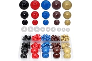 BESTCYC 1Box(80pcs) 3Size 5Colors Threaded Shank Design Plastic Safety Eyes Craft Eyes with Washers for Crafts DIY Amigurumi Stuffed Animal, Toy, Doll DIY Making Supplies (Blue+Red+Gold+Brown+Black)