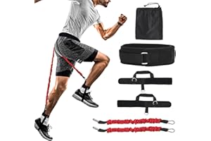 AGORIZEO Vertical Jumping Trainer Jump Resistance Bands System with Adjustable Ankle Strap & Belt Horizontal Workout Equipment for Leaping Fitness Basketball Volleyball Football Tennis Leg Agility Training