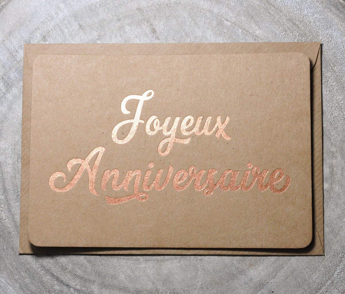Decorations Et Accessoires De Fetes Fournitures De Loisirs Creatifs Napravi Rs Carte Joyeux Anniversaire Kraft Et Dorure Cuivre