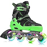 Kuxuan Skates Adjustable Inline Skates for Boys Girls, Kids Roller Skates Ages 4-12 with Light Up Wheels, Teen Skates for Beginner Women