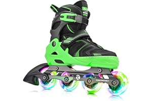Kuxuan Skates Adjustable Inline Skates for Boys Girls, Kids Roller Skates Ages 4-12 with Light Up Wheels, Teen Skates for Beginner Women