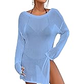 Bsubseach Crochet Cover Ups for Women Bathing Suit Cover Up Dress Mesh Beach Top