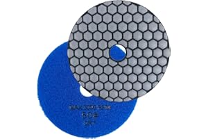 HXIN Diamond Dry Polishing Pads 4 inch 100mm for Buffing on Granite Marble Stone Concrete Tile Ceramic Floor Smoothing renovate Removing Marks with Nylon Backing (1, 50 Grit)