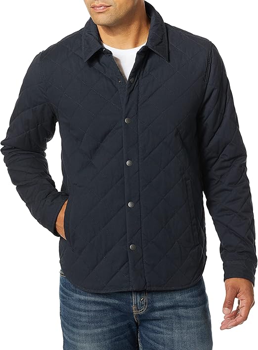 Levi's Men's Cotton Quilted Shirt Jacket Lightweight, Diamond Navy