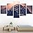 SIGNWIN 5 Panel Canvas Wall Art Coastal Multicolor Photography Relax/Calm Romantics Sunset for Home Decorations Ready to Hang - 60"x32"x5 Panels