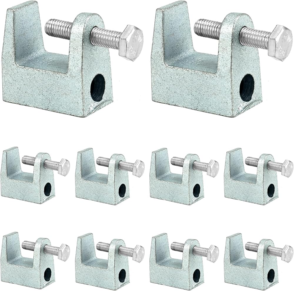 QWORK 12pc Galvanized Steel Beam Clamp M8 8mm for Bridge Construction