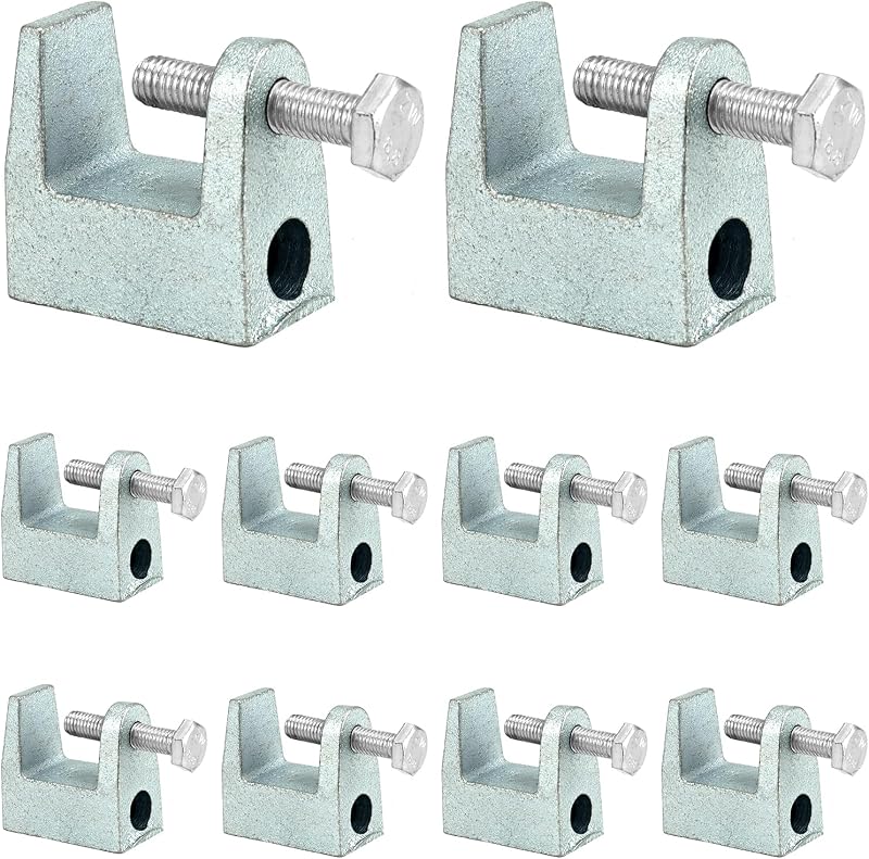 QWORK 12pc Galvanized Steel Beam Clamp M8 8mm for Bridge Construction