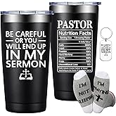 Grifarny Pastor Appreciation Gifts for Men, Women - Thank You, Christmas Gift for Pastors - Be Careful or You Will End up in My Sermon Tumbler Cup 20oz