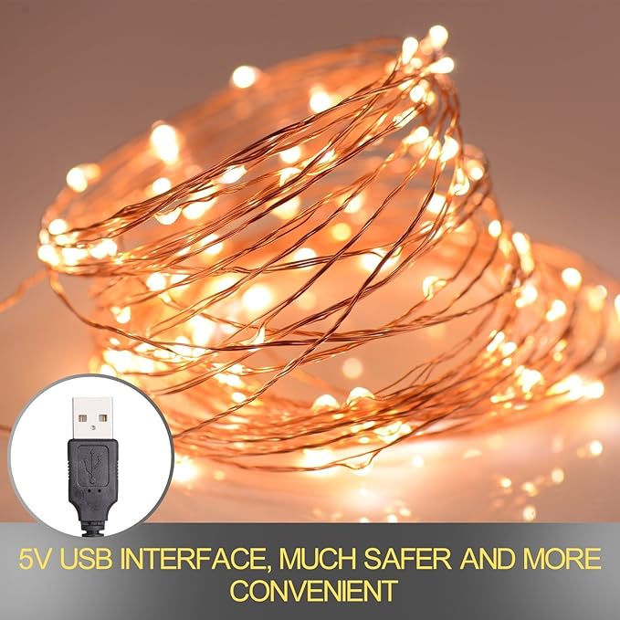 XERGY USB Powered, Waterproof, Copper Wire String Fairy Lights with 50 LEDs (Warm White, 5 Meter)