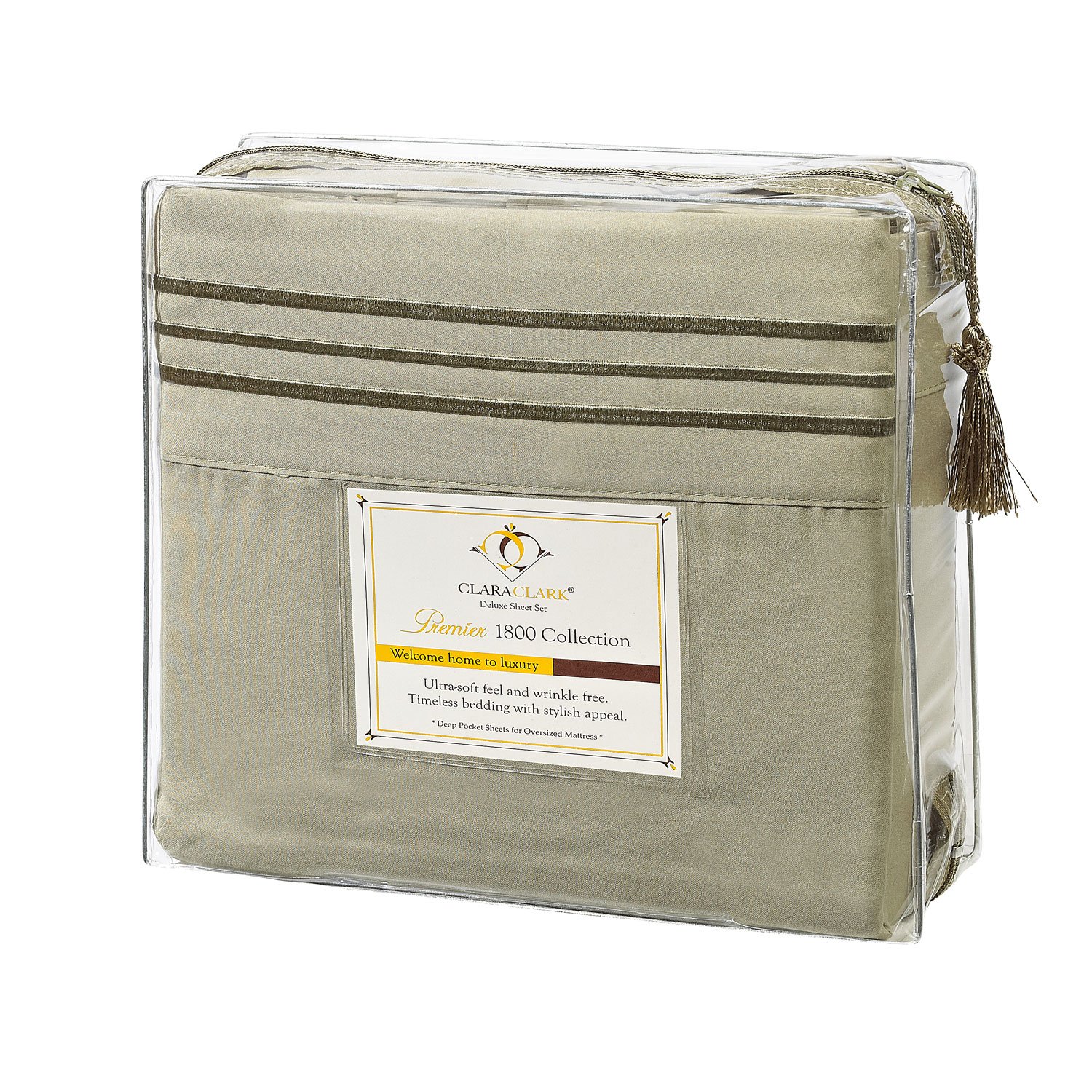 Clara Clark Premier 1800 Collection 5pc Bed Sheet Set - Split King Size Sage   eBay